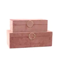12  Blush Pink Velvet Wood Jewelry Box