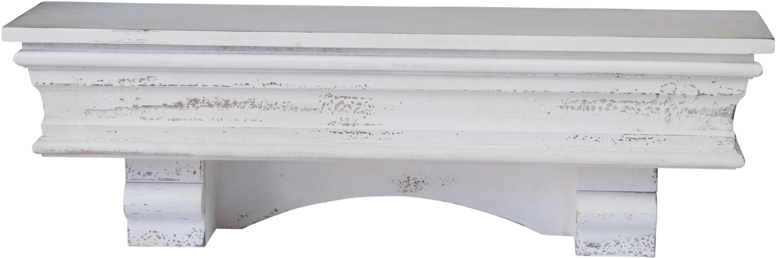 36 Inch Distressed White Wood Shelf-1