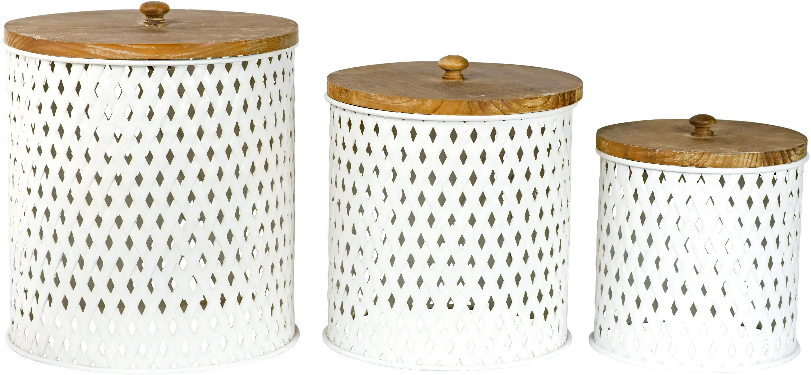 8 Inch White Metal Canister with Lid-1