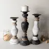 13  Distressed White, Black, and Brown Candle Holder