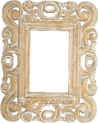 Carved Wood and White Wash Scroll Detail 4x6 Picture Frame