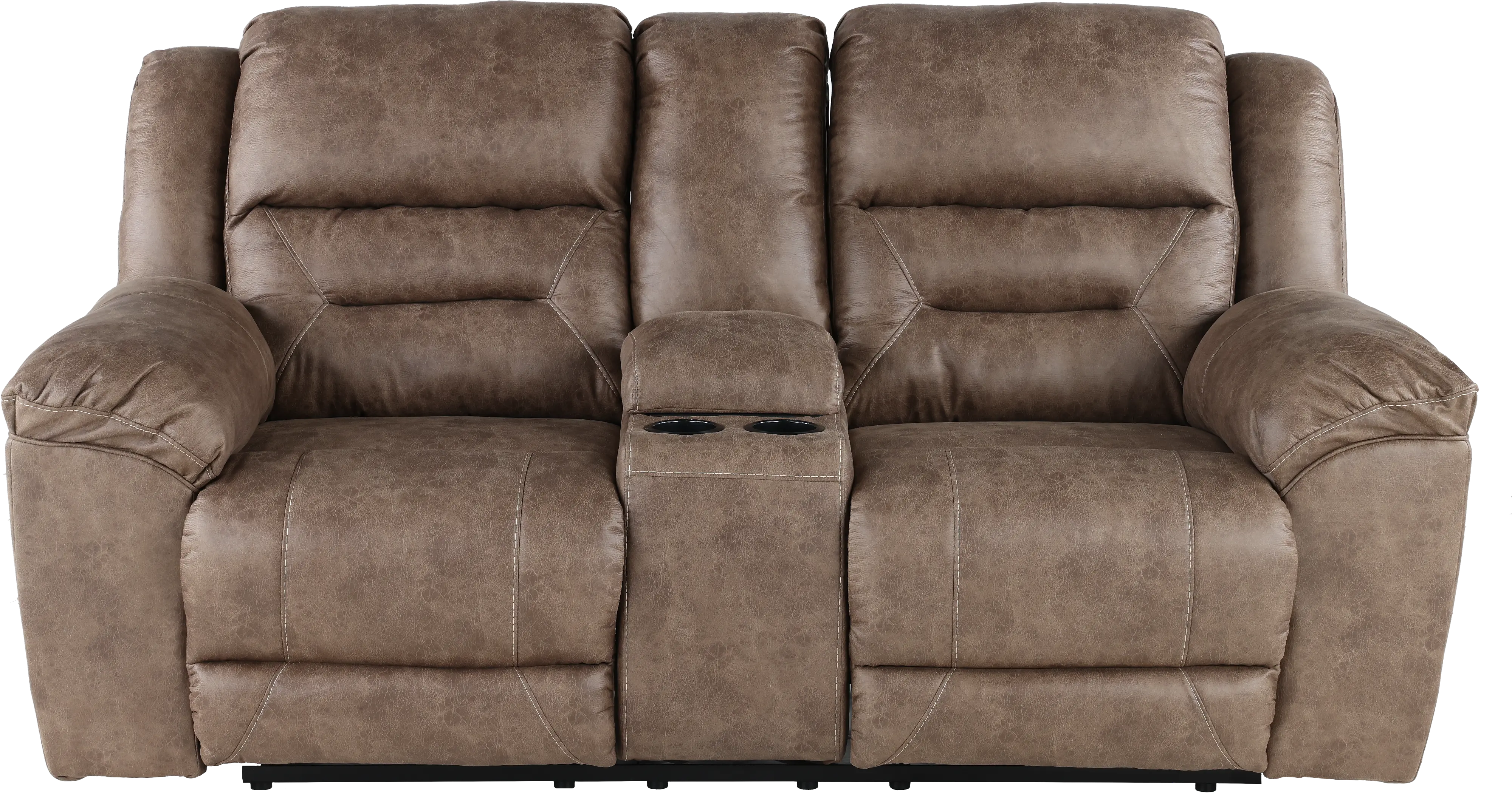 Stoneland Brown Reclining Loveseat with Console-1