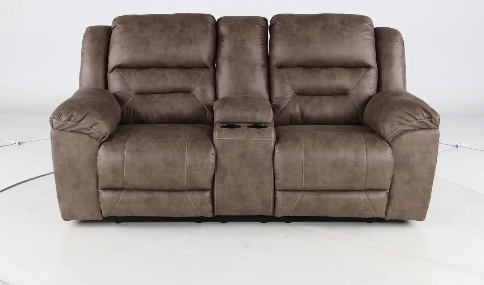 Stoneland Brown Reclining Loveseat with Console-9