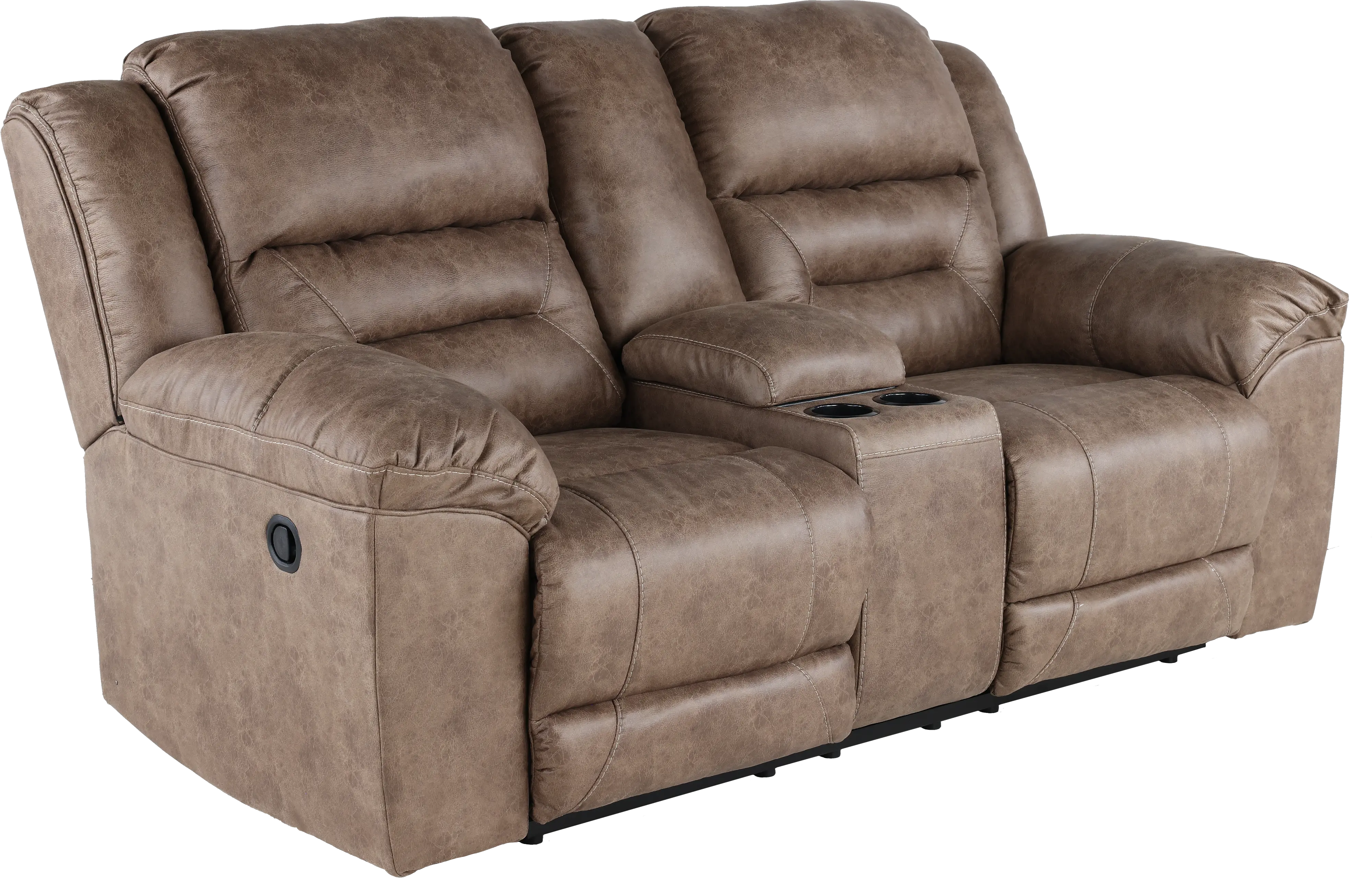 Stoneland Brown Reclining Loveseat with Console-4
