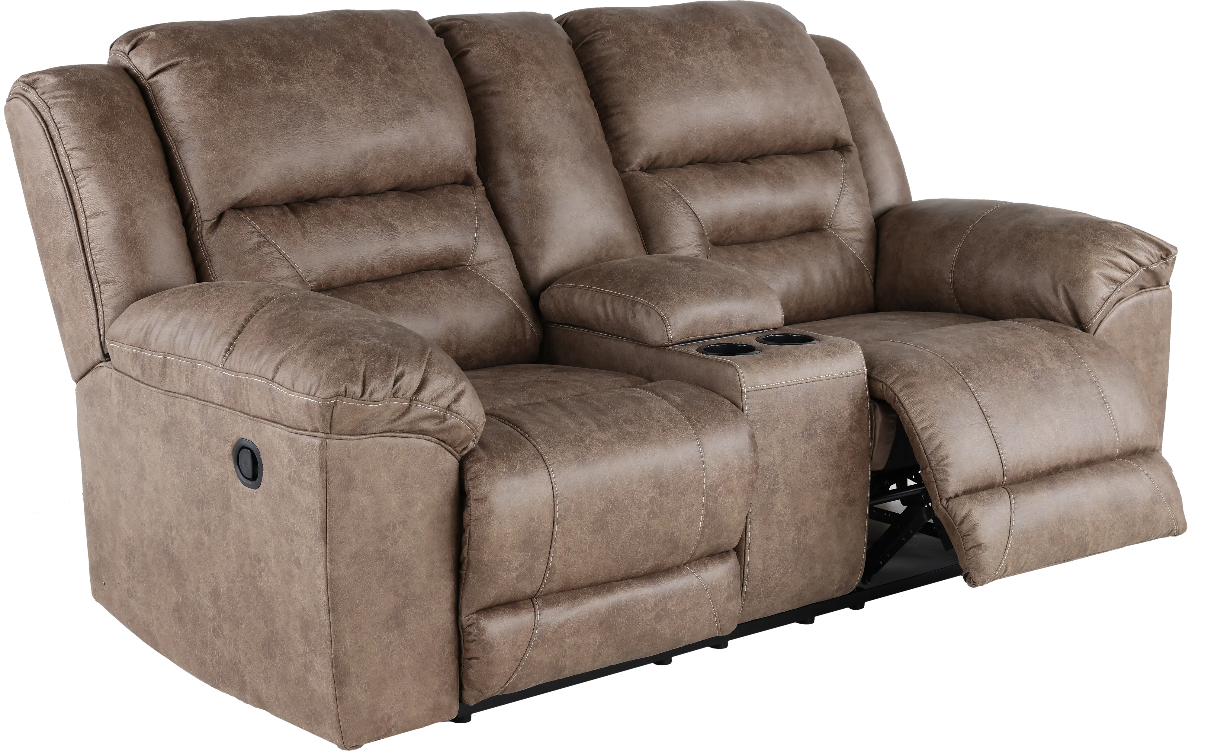 Stoneland Brown Reclining Loveseat with Console-5