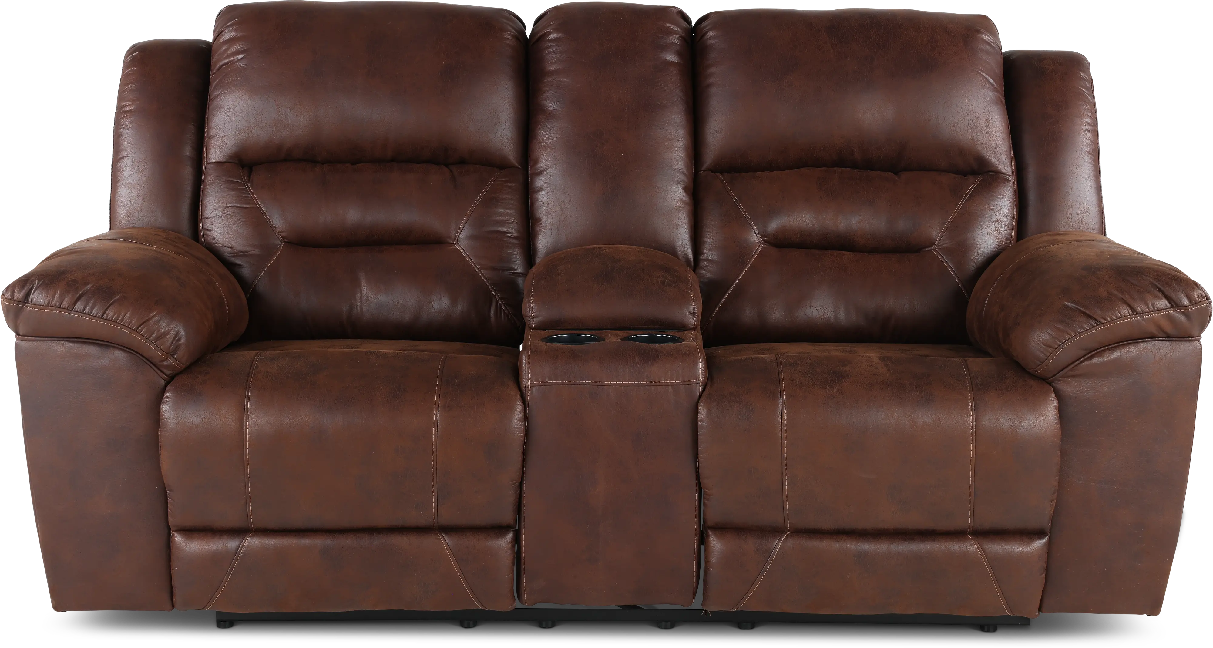 Stoneland Chocolate Brown Casual Reclining Love Seat with Center Console-3