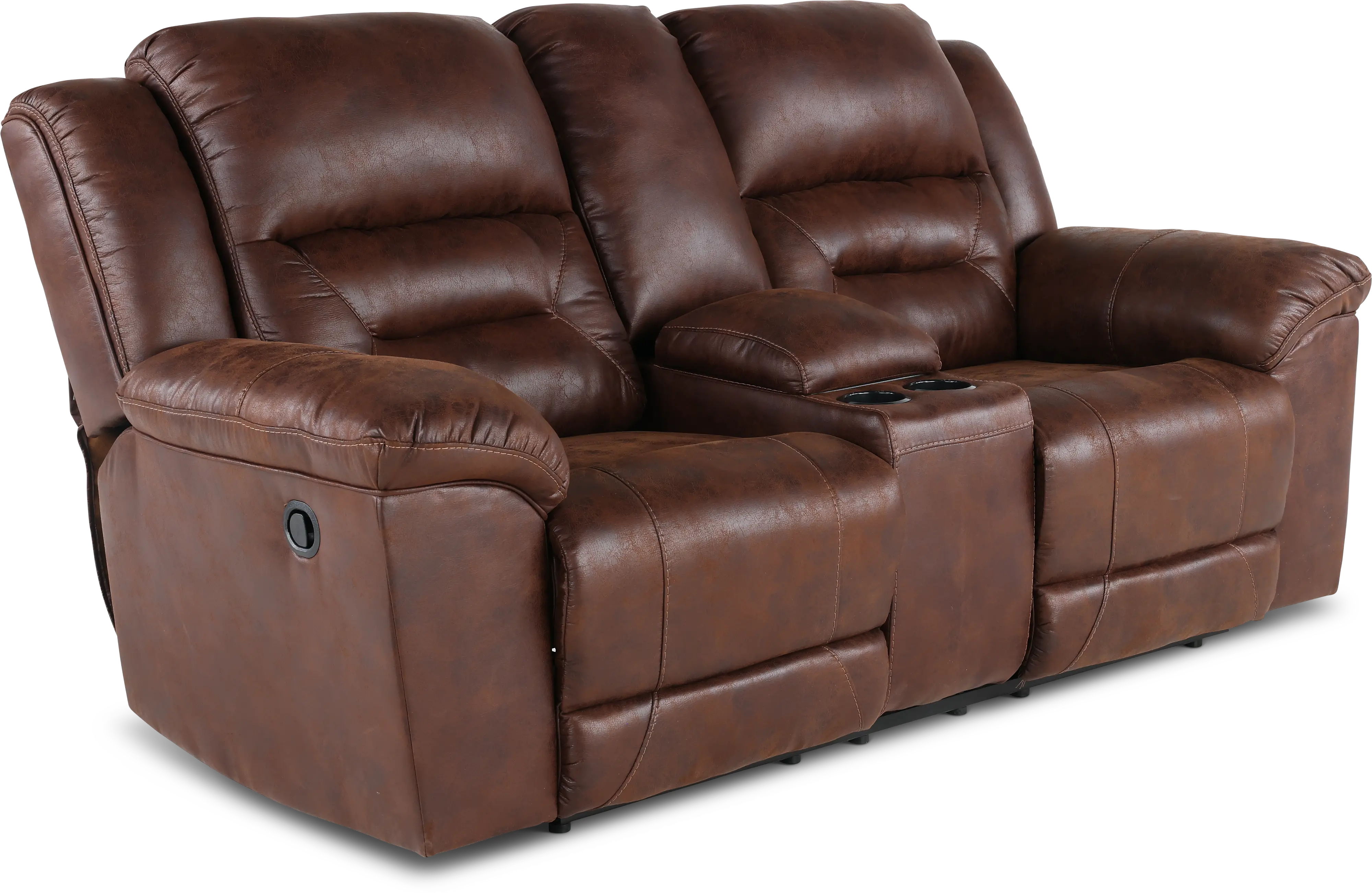 Stoneland Chocolate Brown Casual Reclining Love Seat with Center Console-4