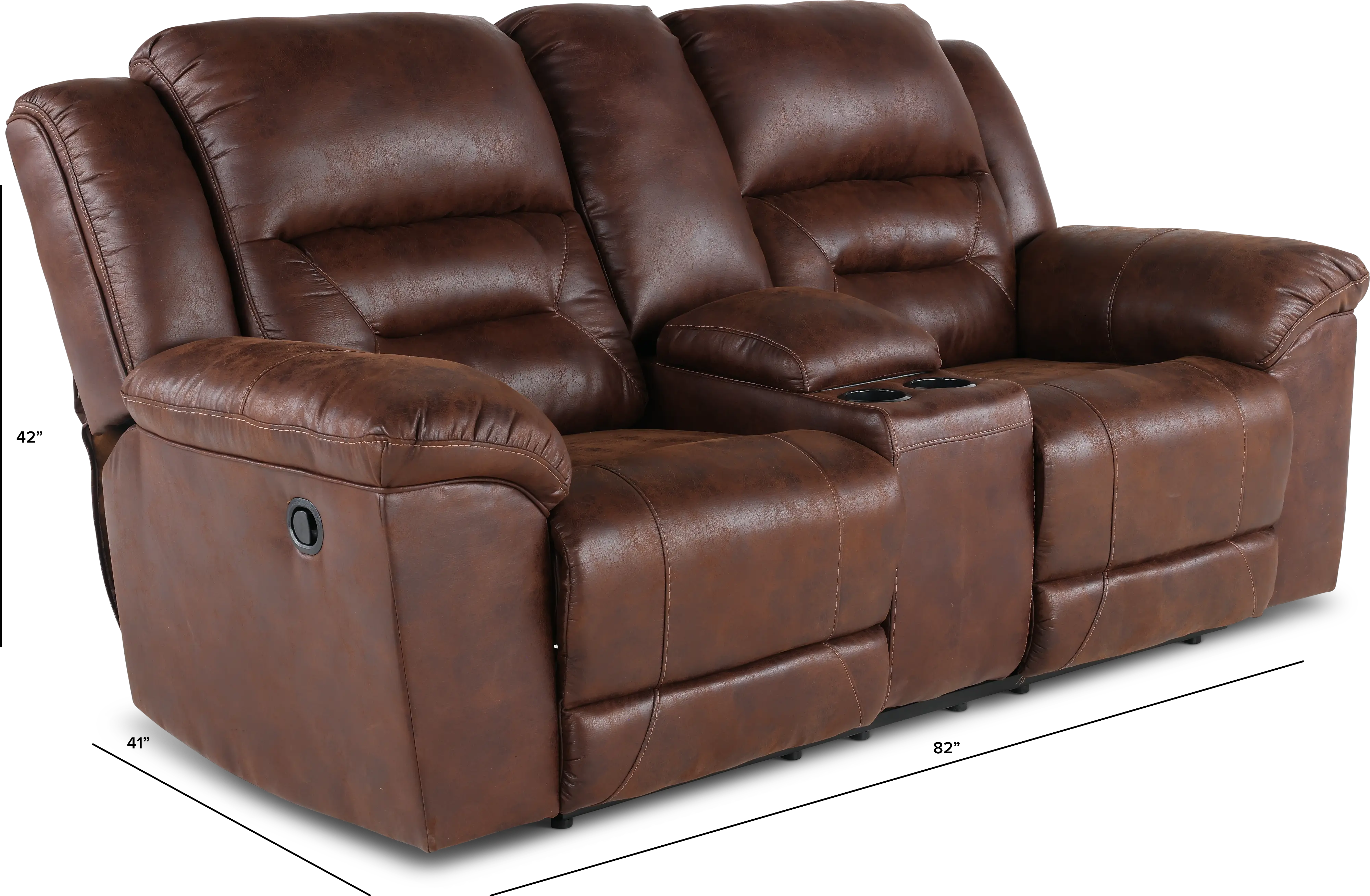 Stoneland Chocolate Brown Casual Reclining Love Seat with Center Console-2