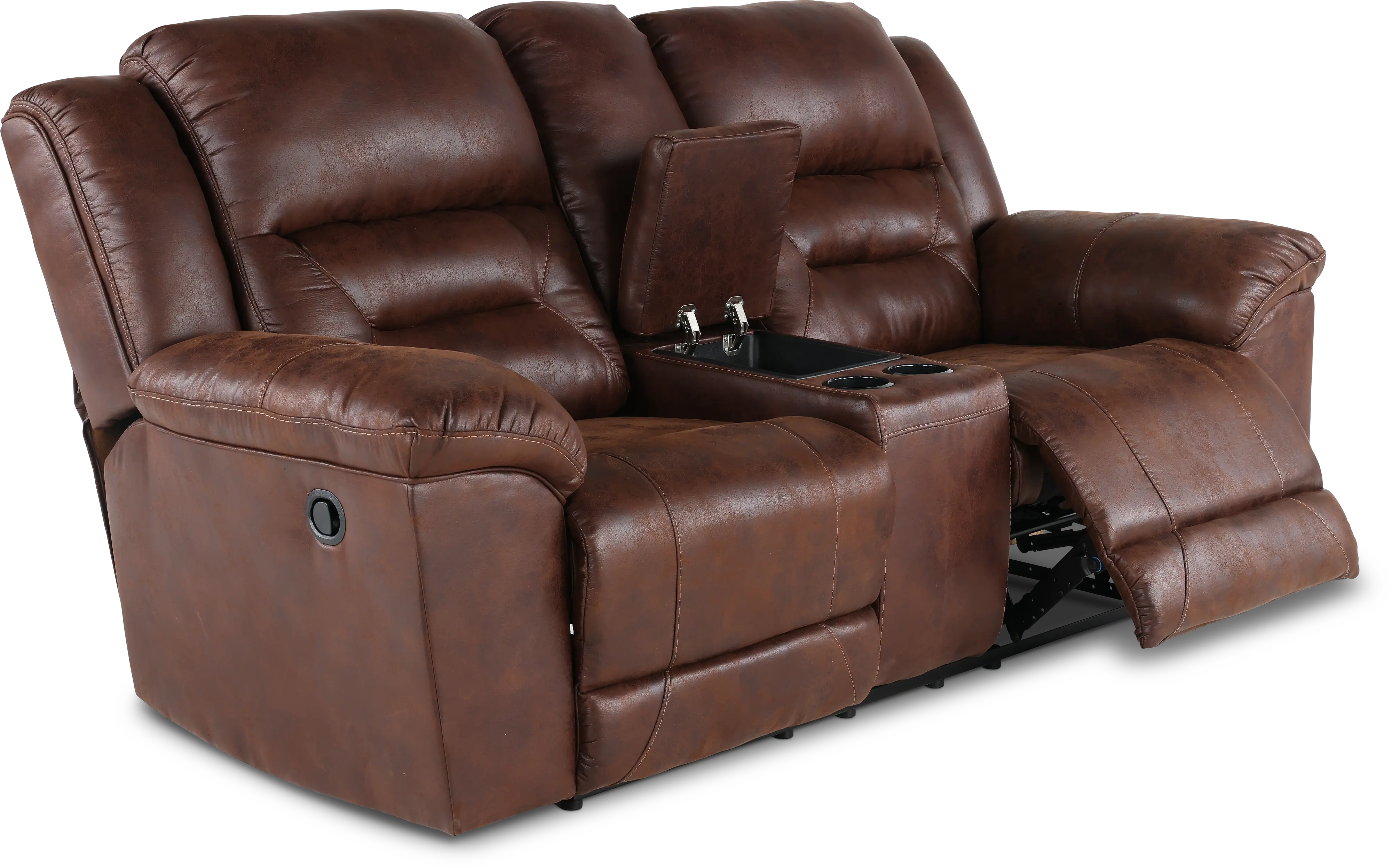 Stoneland Chocolate Brown Casual Reclining Love Seat with Center Console-5