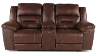 Stoneland Chocolate Brown Reclining Loveseat with Console
