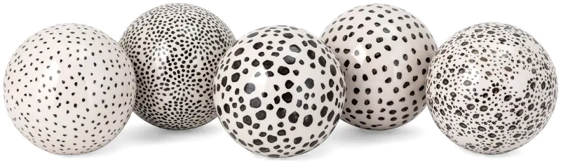 Assorted Black and White Dotted Painted Ceramic Orb