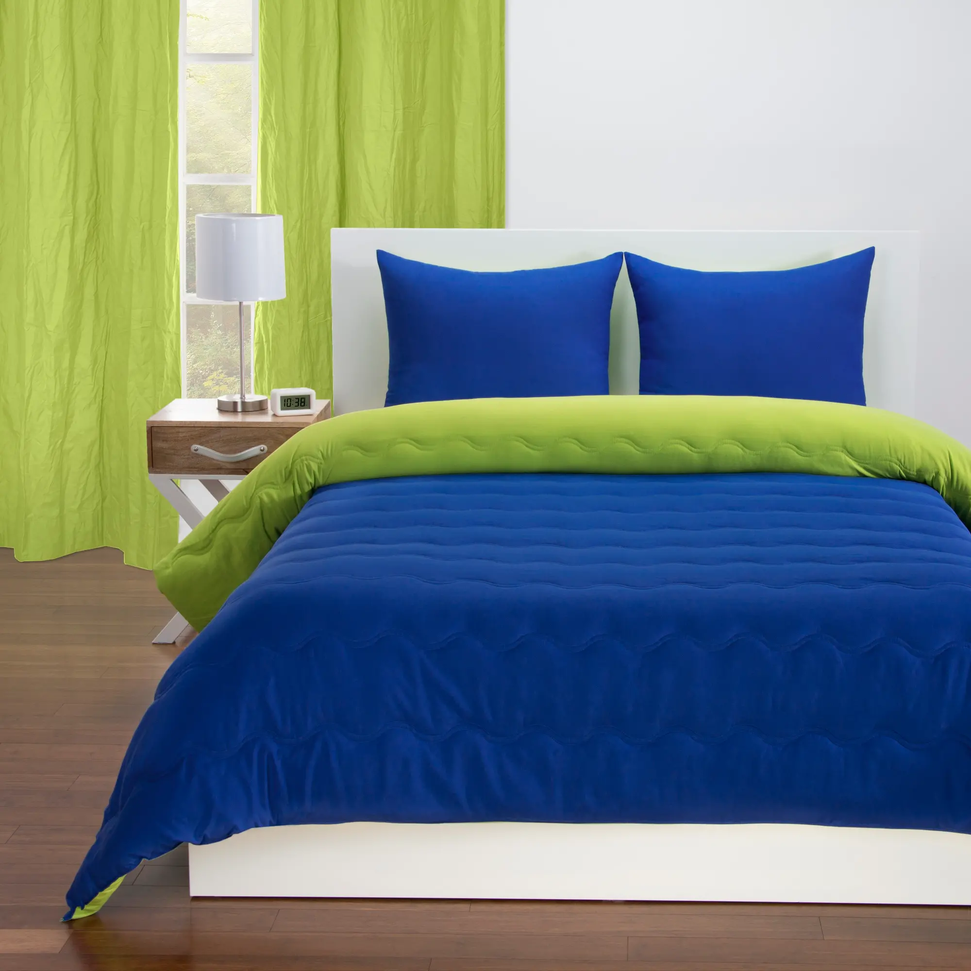 Spring Green and Blueberry Full 5 Piece Bedding Collection-2