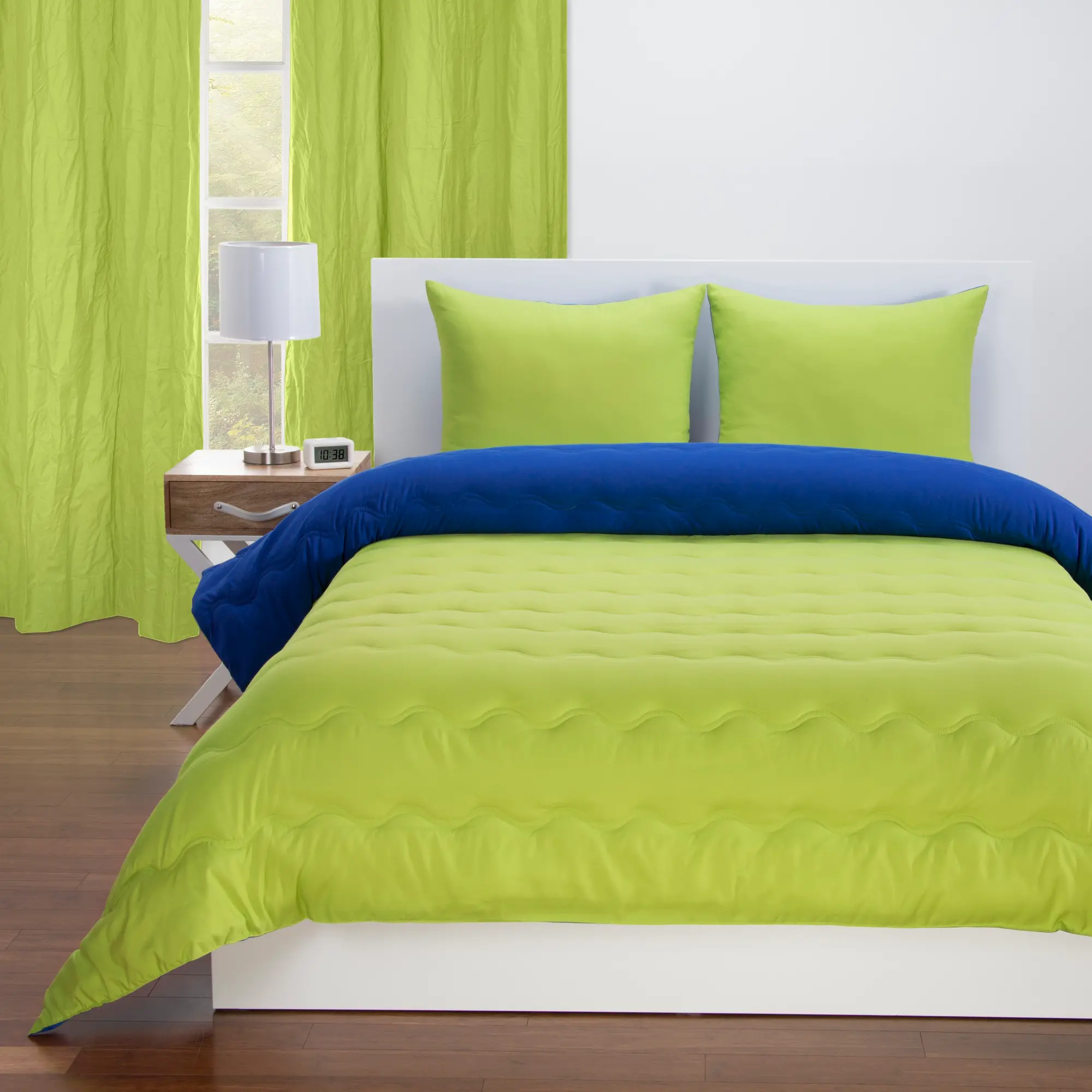 Spring Green and Blueberry Full 5 Piece Bedding Collection-3