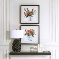 Assorted Multi Color Fresh Flower Framed Print with Black Frame