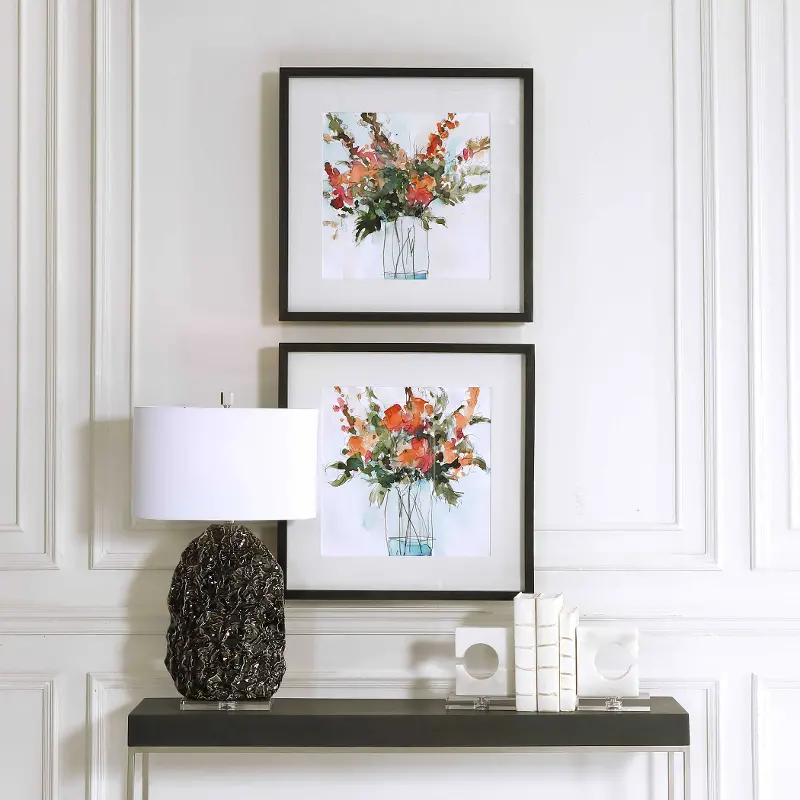 Assorted Multi Color Fresh Flower Framed Print with Black Frame