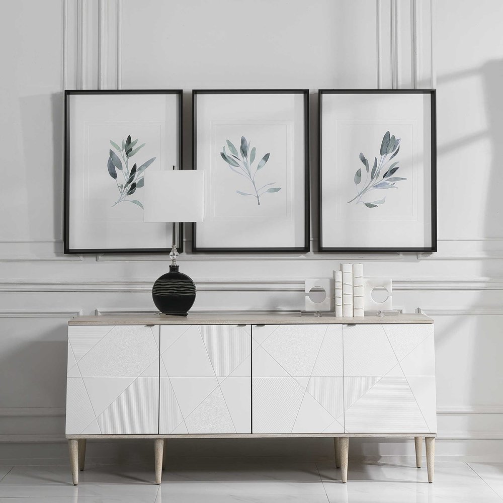 Assorted Simple Sage Framed Print with Matte Black Frame
