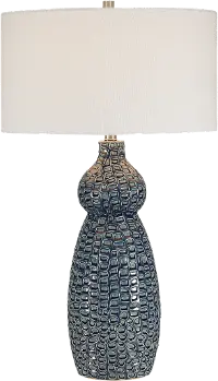 Transitional Deep Cobalt Blue Ceramic Table Lamp - Halloway