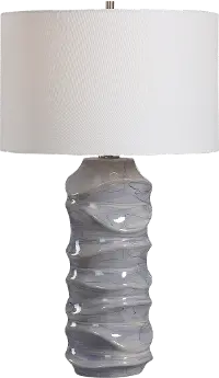 Blue and White Ceramic Sculpted Table Lamp - Waves