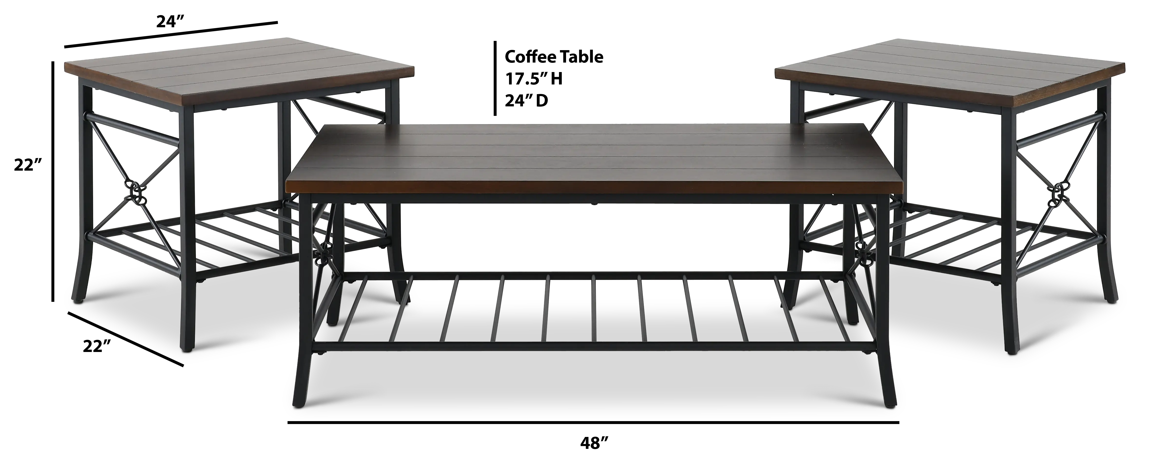 Mica Brown Tables, Set of 3-3