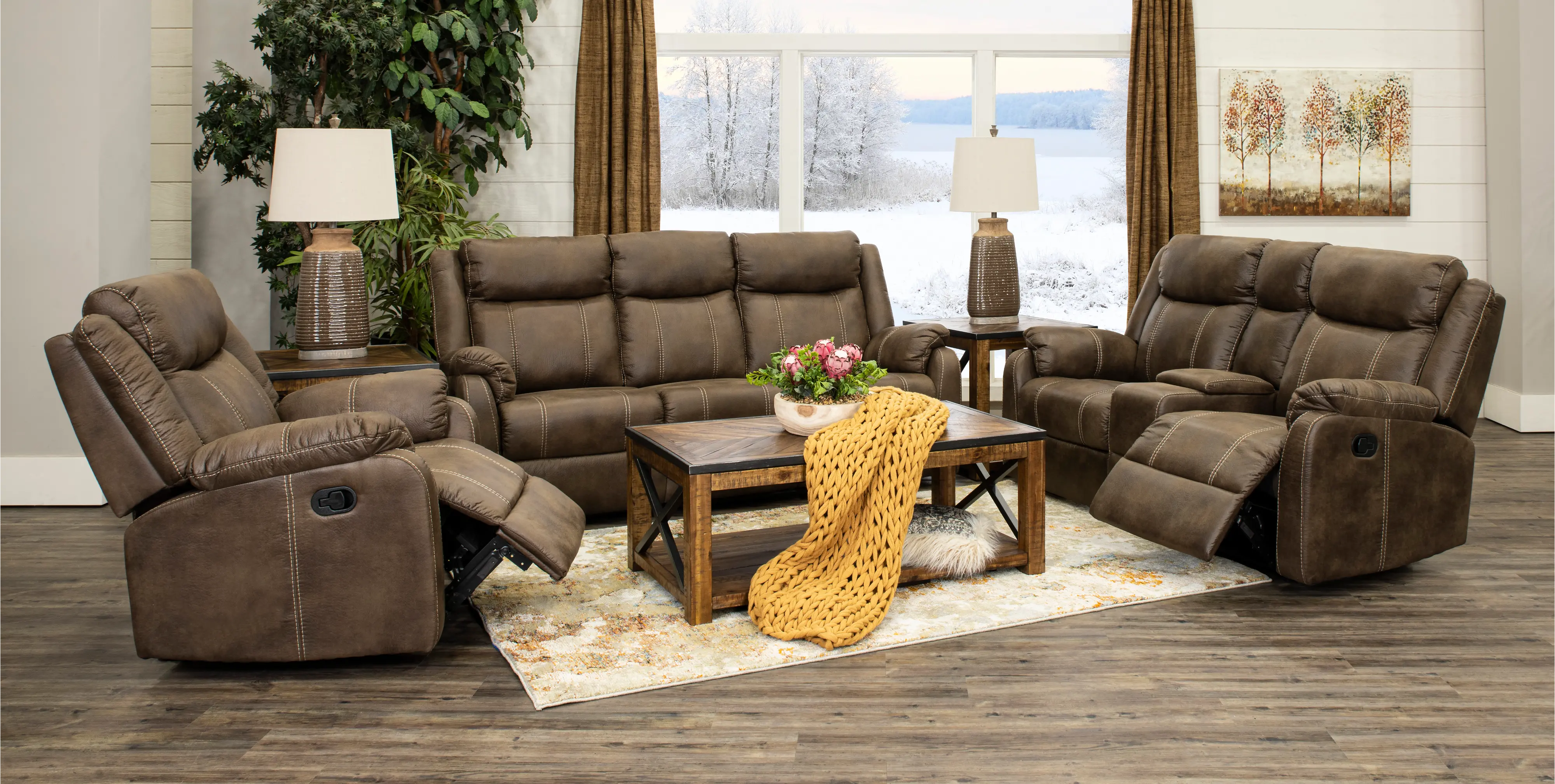 Domino Taupe Dual Reclining Sofa-2