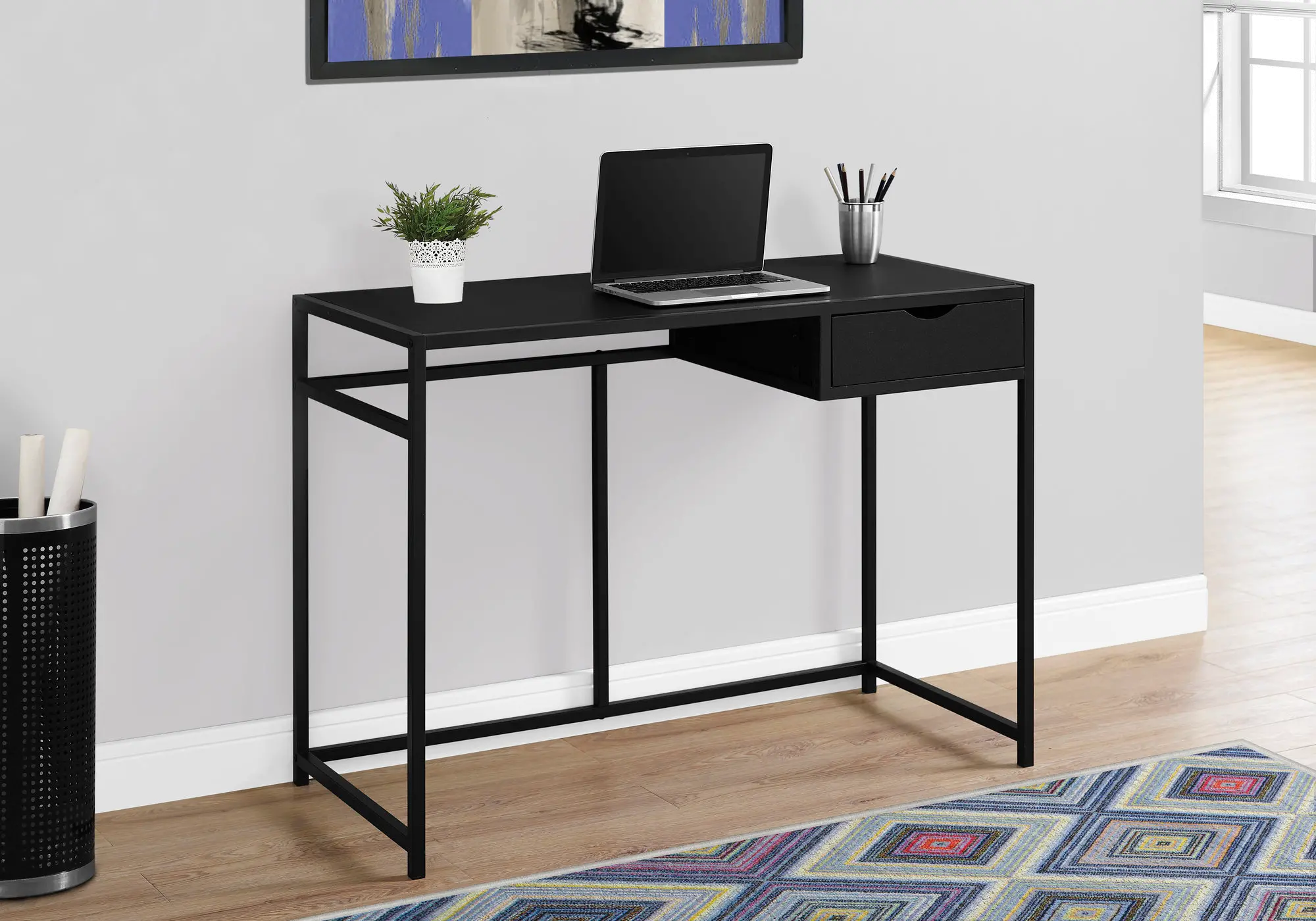 Industrial Black Metal Computer Desk-2