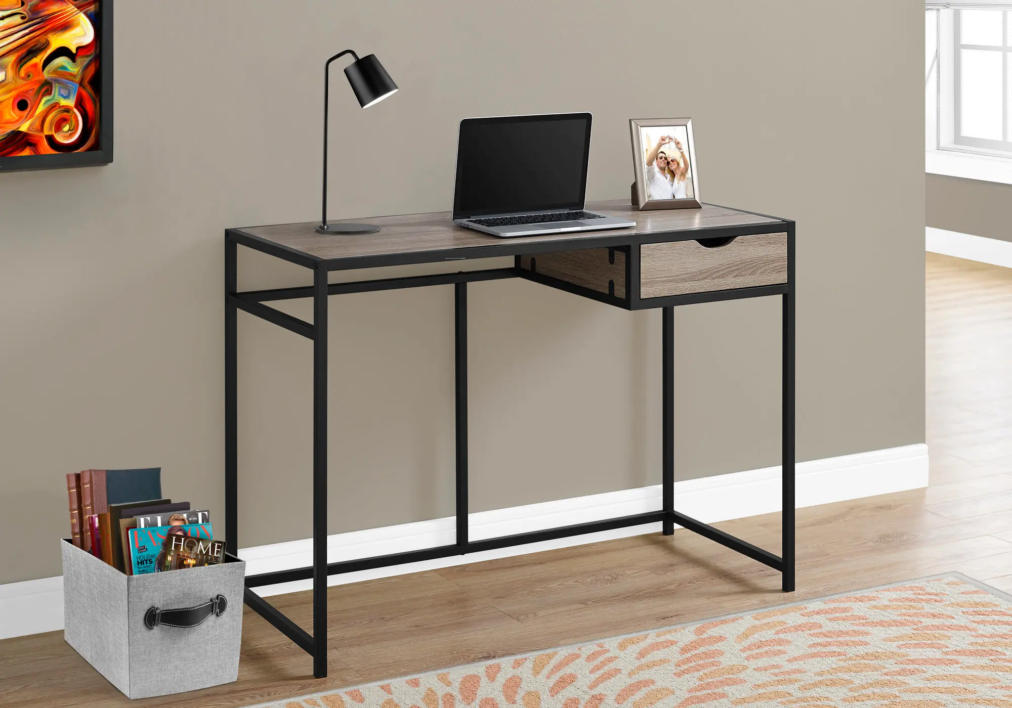 Industrial Reclaimed Wood Metal Computer Desk-2