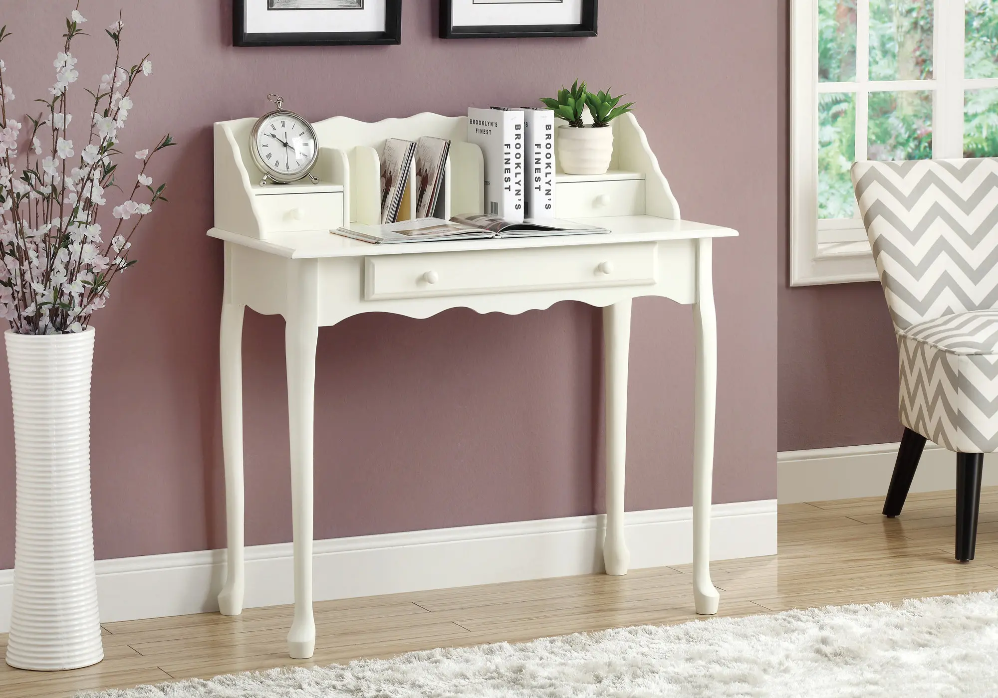Antique White Computer Desk-2