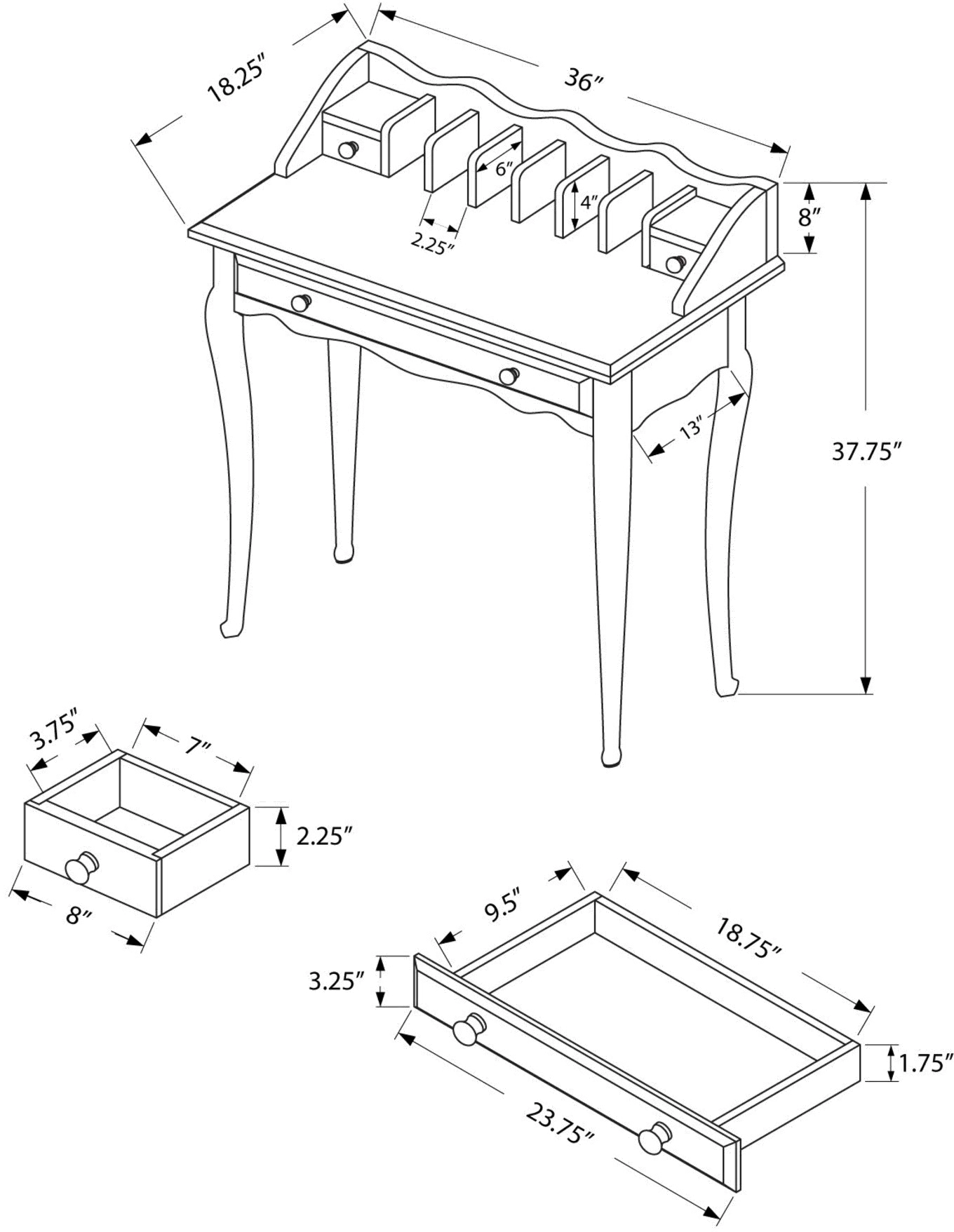 Antique White Computer Desk-5