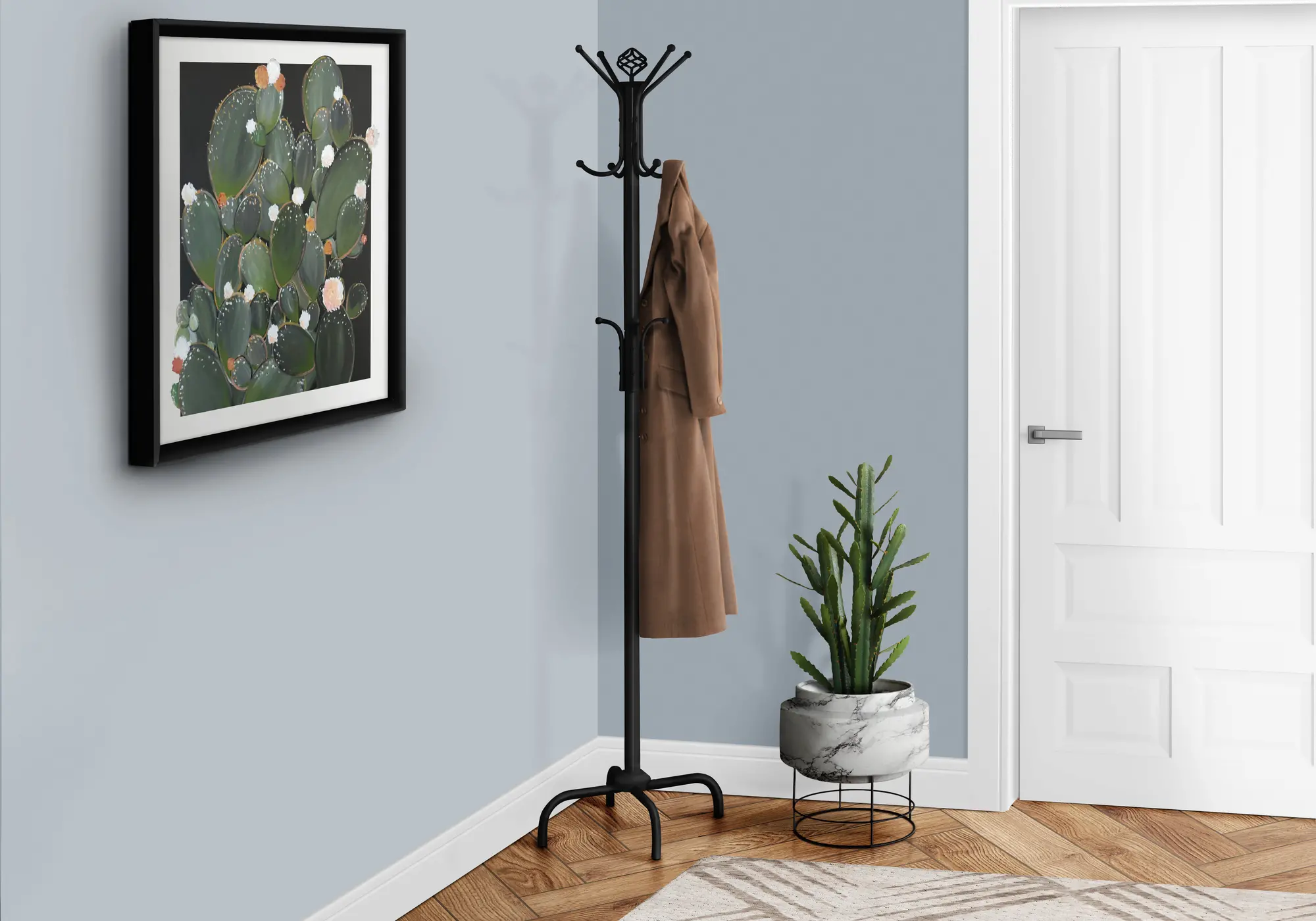 Contemporary Black Metal Coat Rack-2