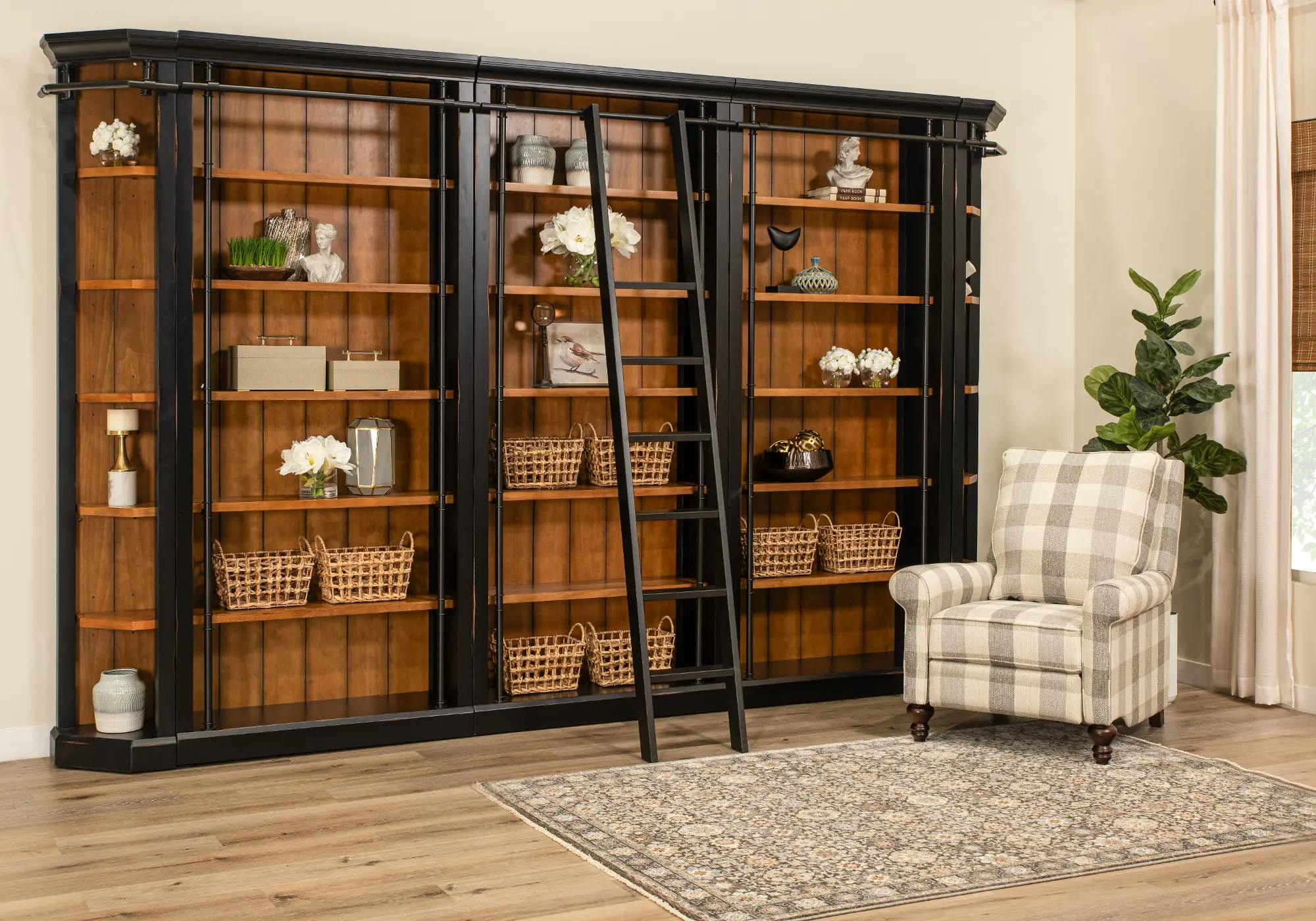 Toulouse Black and Honey 6-Piece Bookcase Wall | RC Willey