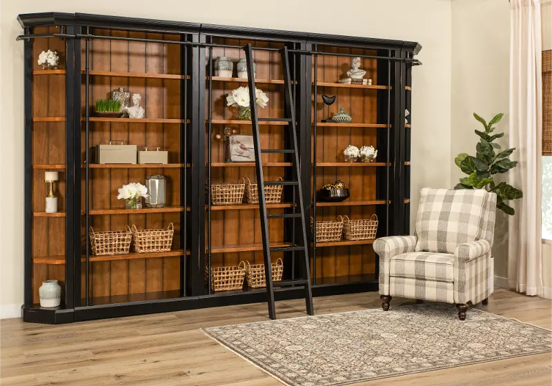 Toulouse Black and Honey 6-Piece Bookcase Wall