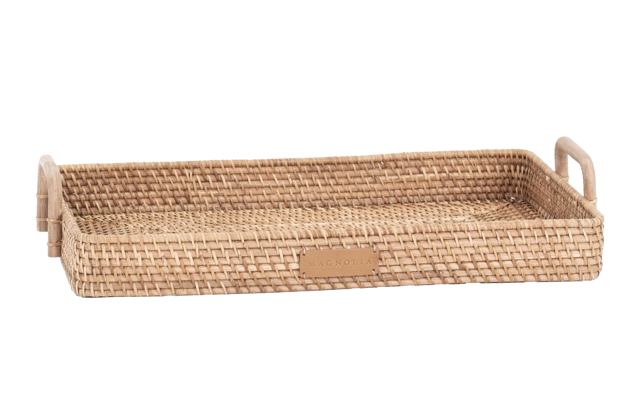 90995117B8 Magnolia Home Furniture Rattan Tray with Bamboo Handle-1