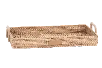 90995117B8 Magnolia Home Furniture Rattan Tray with Bamboo Handle