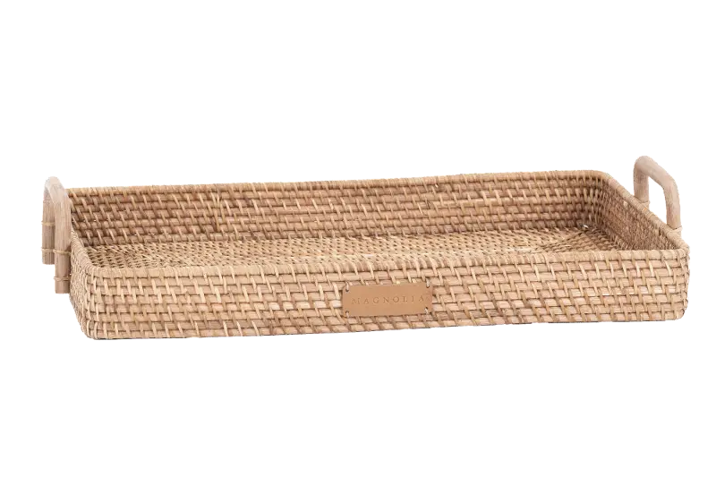 Magnolia Home Furniture Rattan Tray with Bamboo Handle