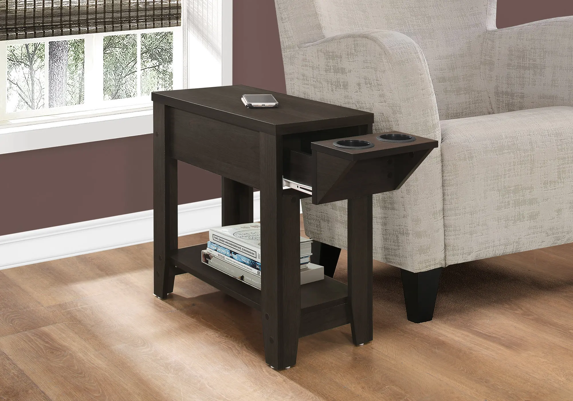 Cappuccino Brown Accent Side Table-3