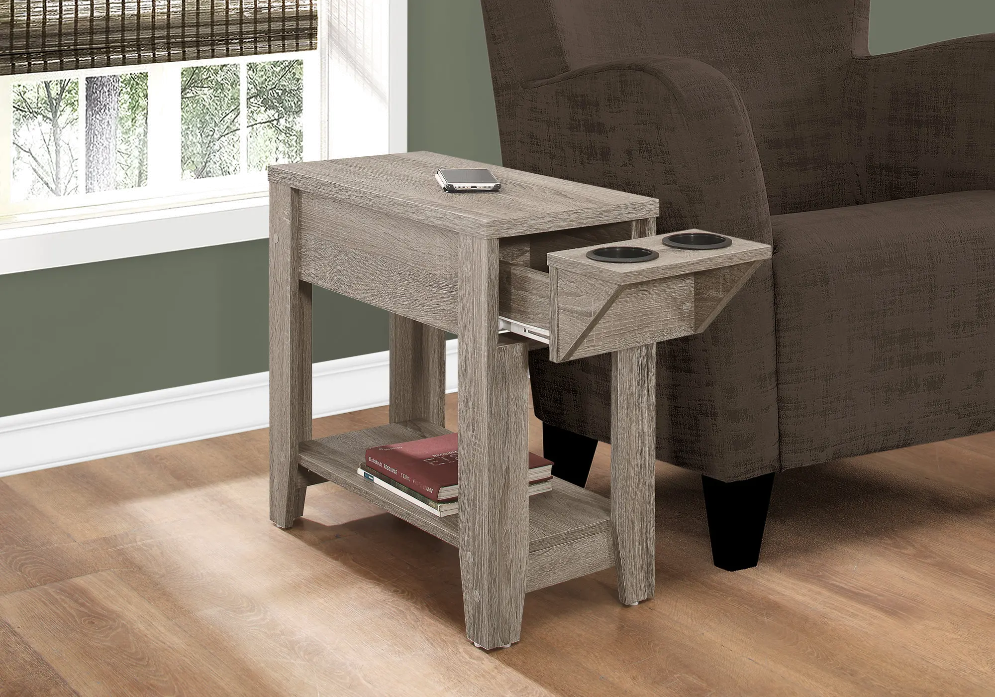 Dark Taupe Accent Side Table-2
