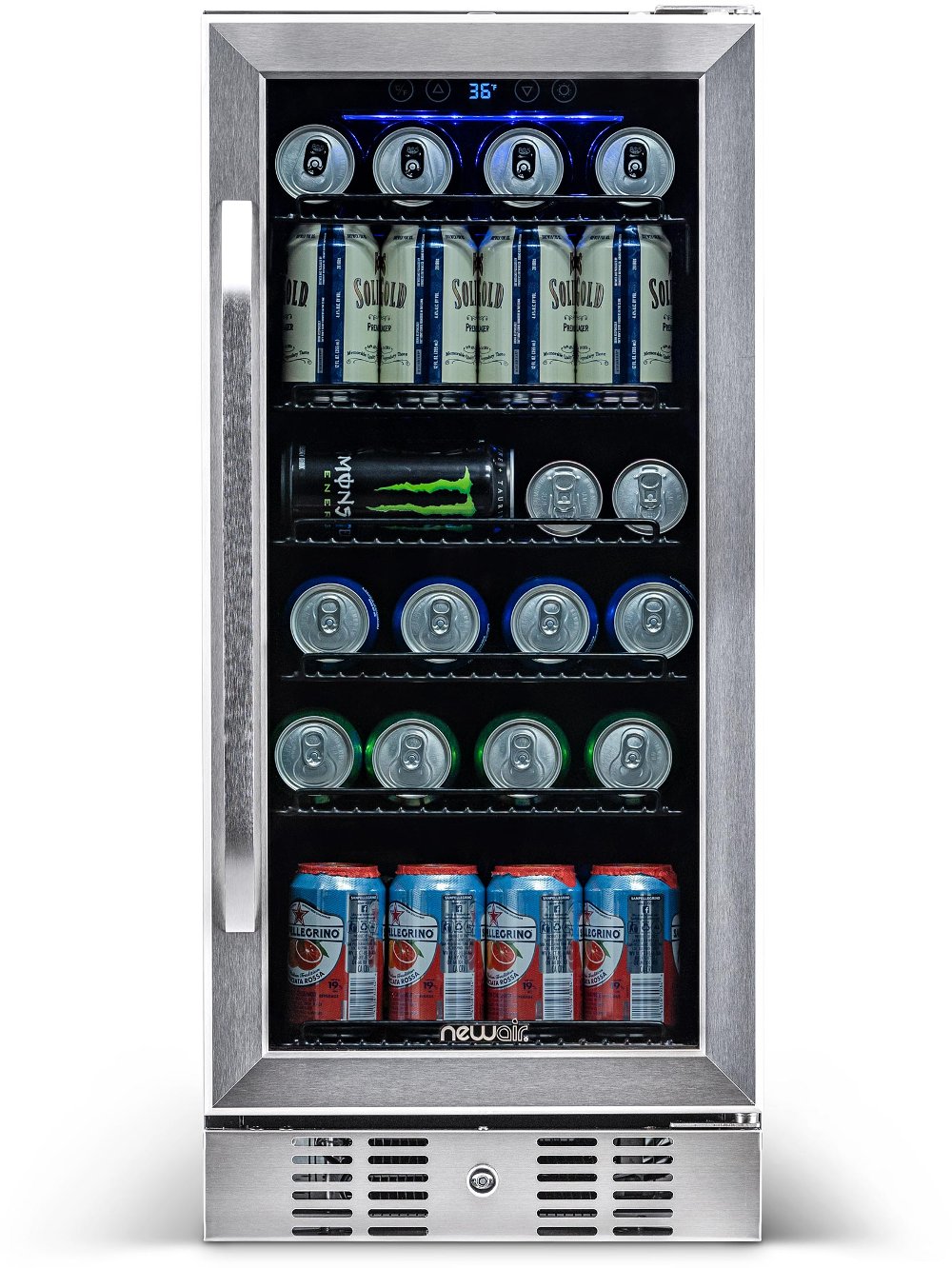 NewAir 96 Can Beverage Mini Fridge - Stainless Steel