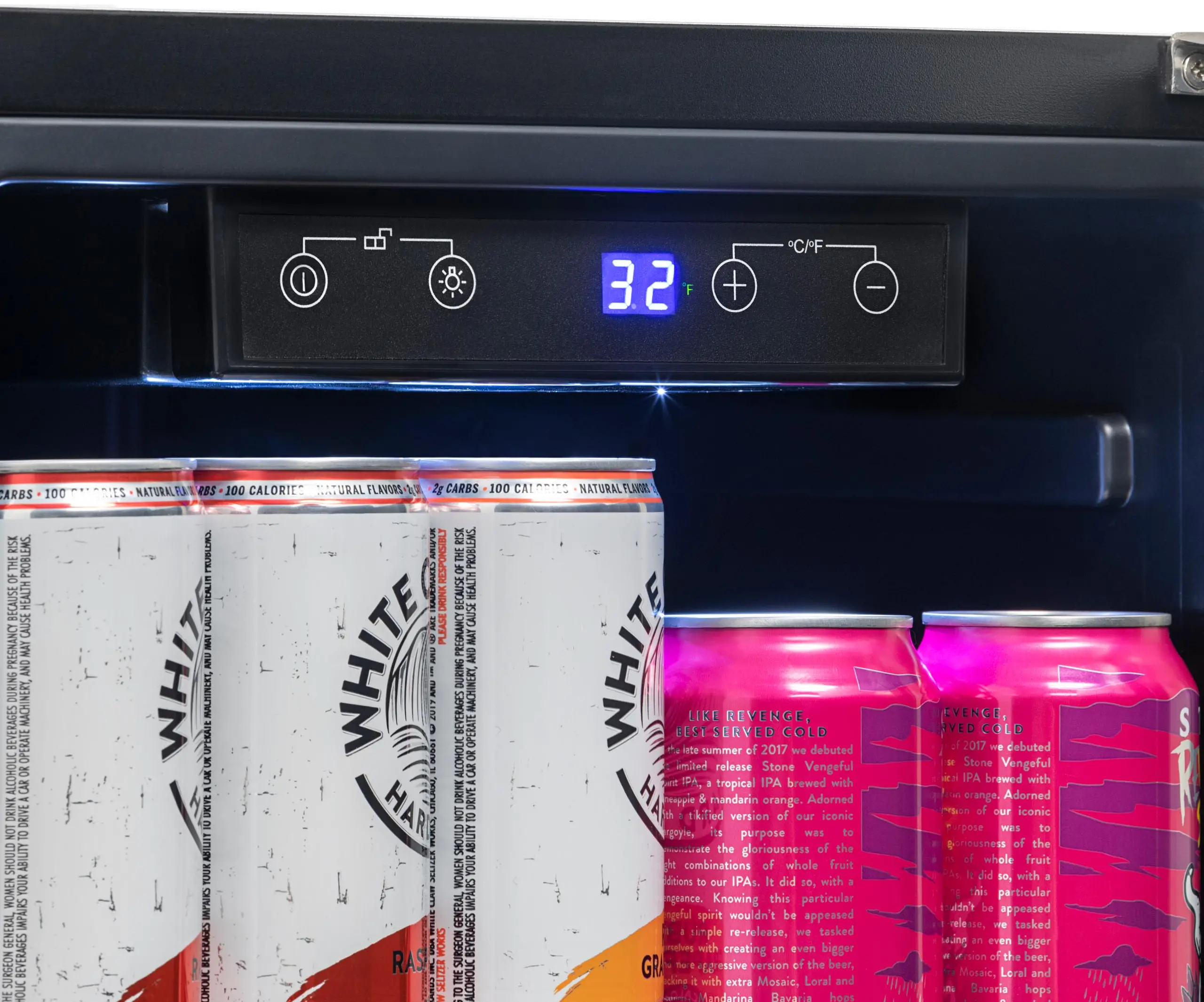 NOF090SS00 NewAir 15 Inch Built In Beverage Mini Refrigerator - 96 Cans, Weatherproof Stainless Steel-2