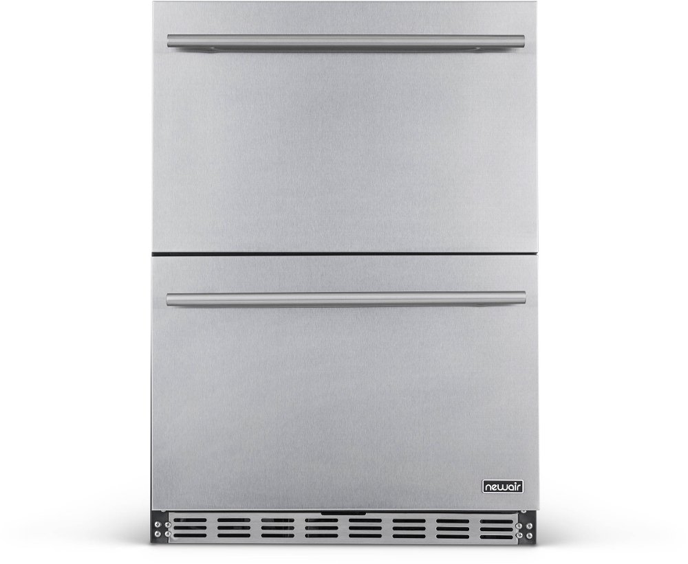 NewAir Two Drawer Indoor Outdoor Mini Fridge - 20 Bottles + 80 Cans Stainless Steel