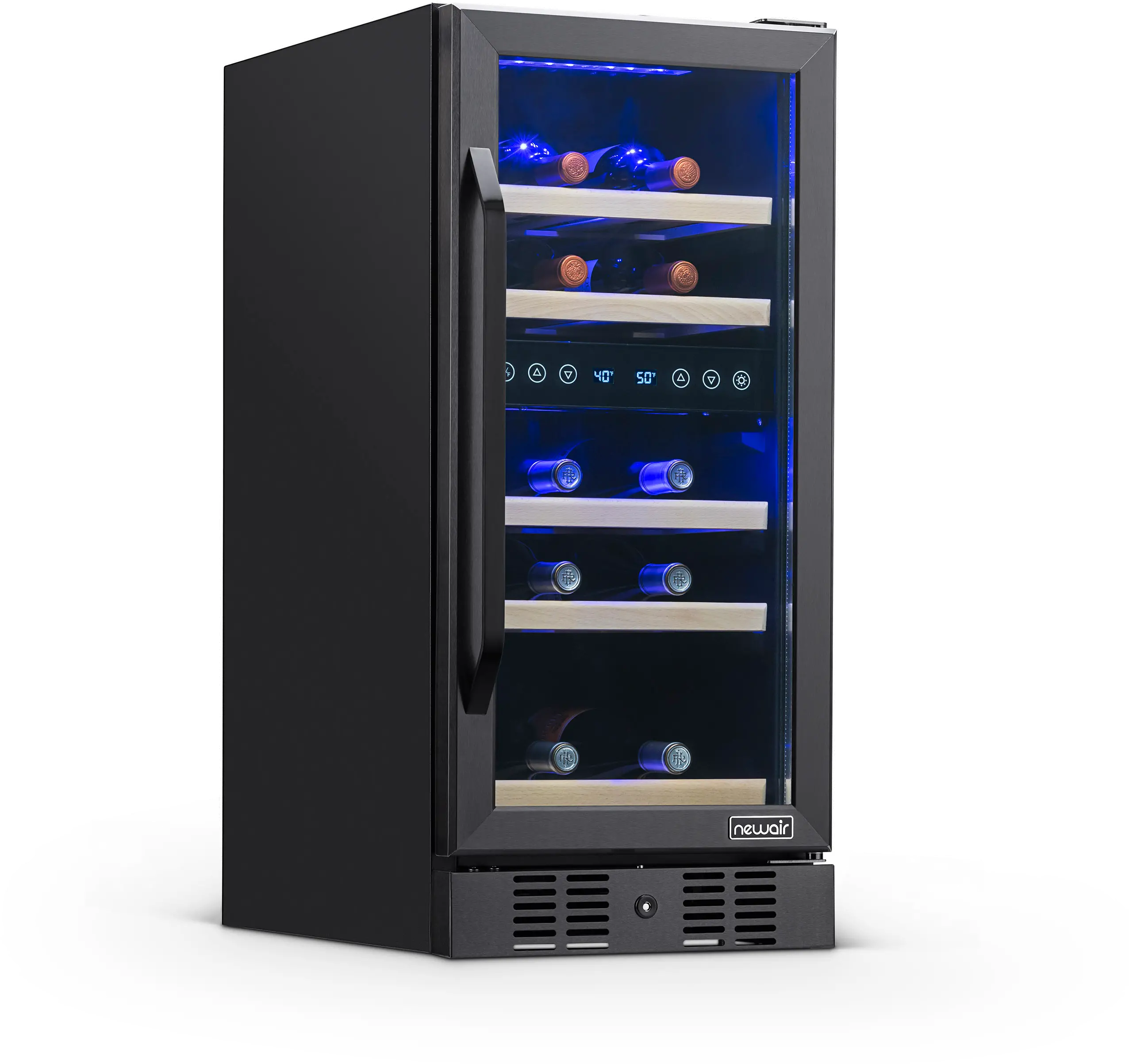 NWC029BS00 NewAir 29 Bottle Dual Zone Wine Fridge - Black Stainless Steel-1