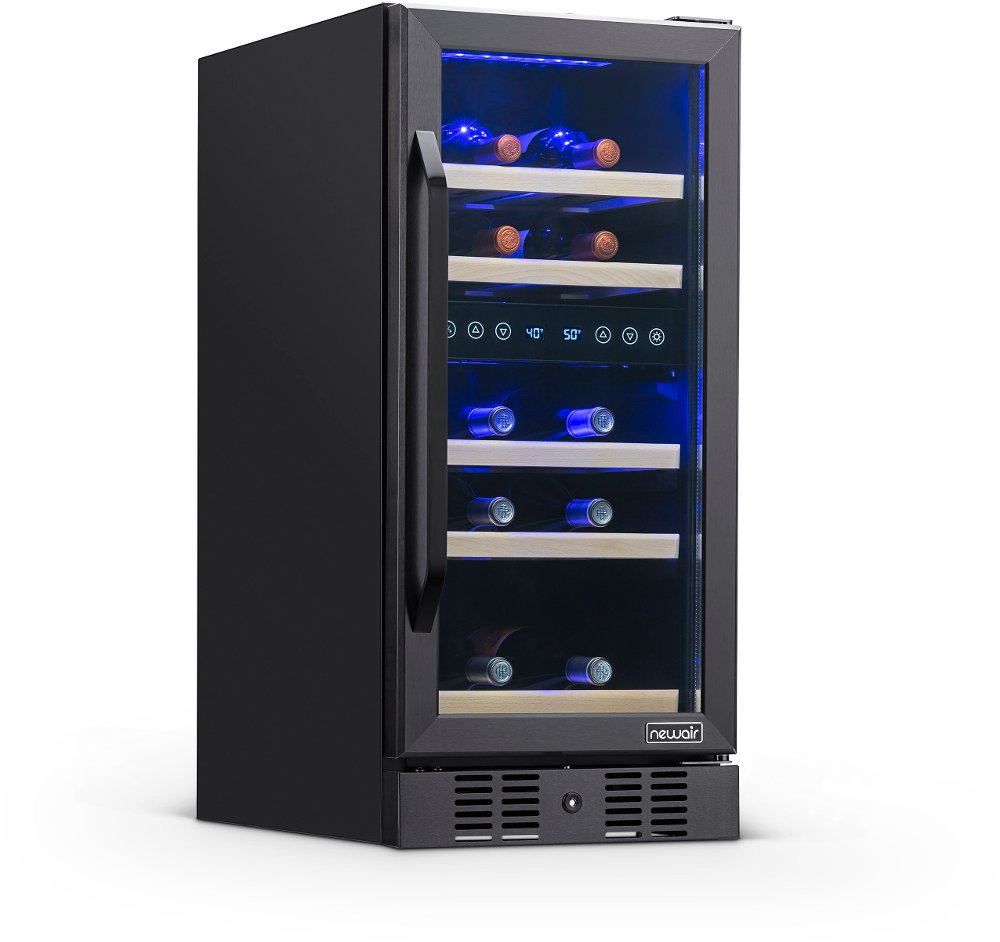 NewAir 29 Bottle Dual Zone Wine Fridge - Black Stainless Steel