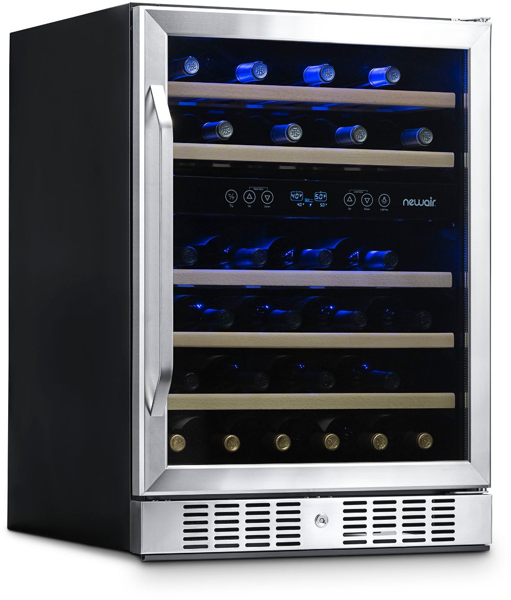 NewAir 24 Inch 46 Bottle Dual Zone Wine Refrigerator - Stainless Steel