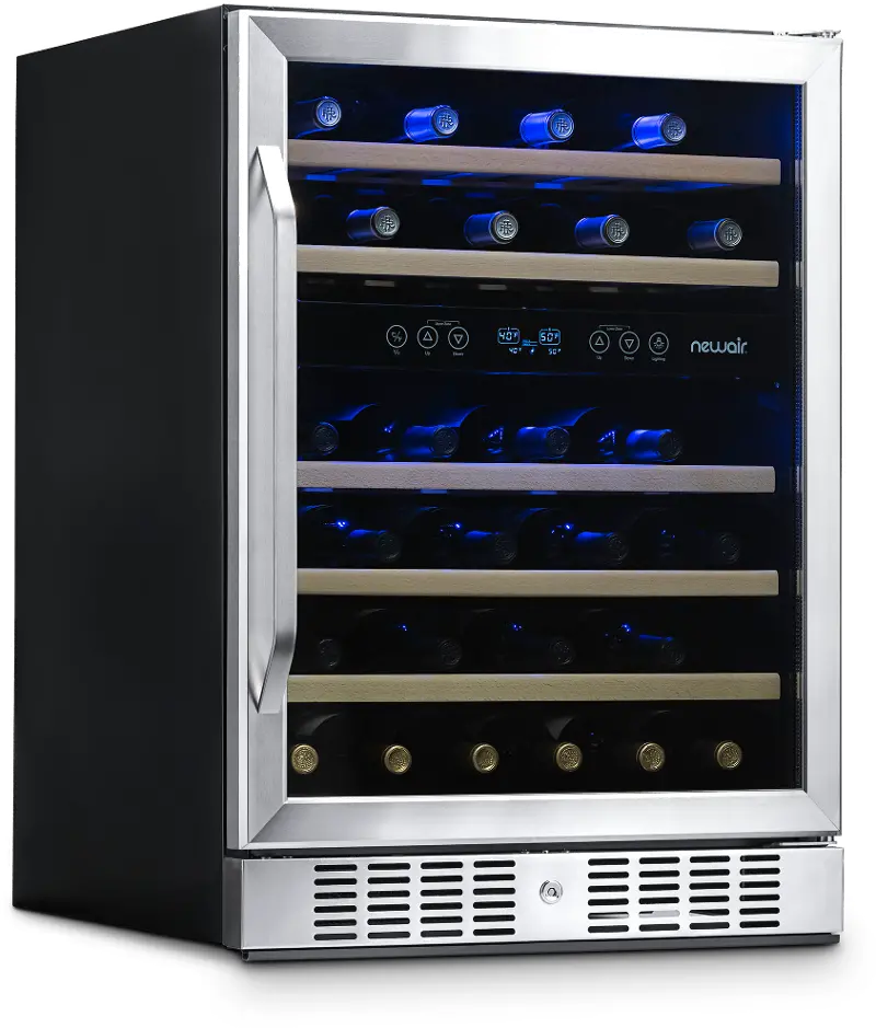 NewAir 24 Inch 46 Bottle Dual Zone Wine Refrigerator - Stainless Steel