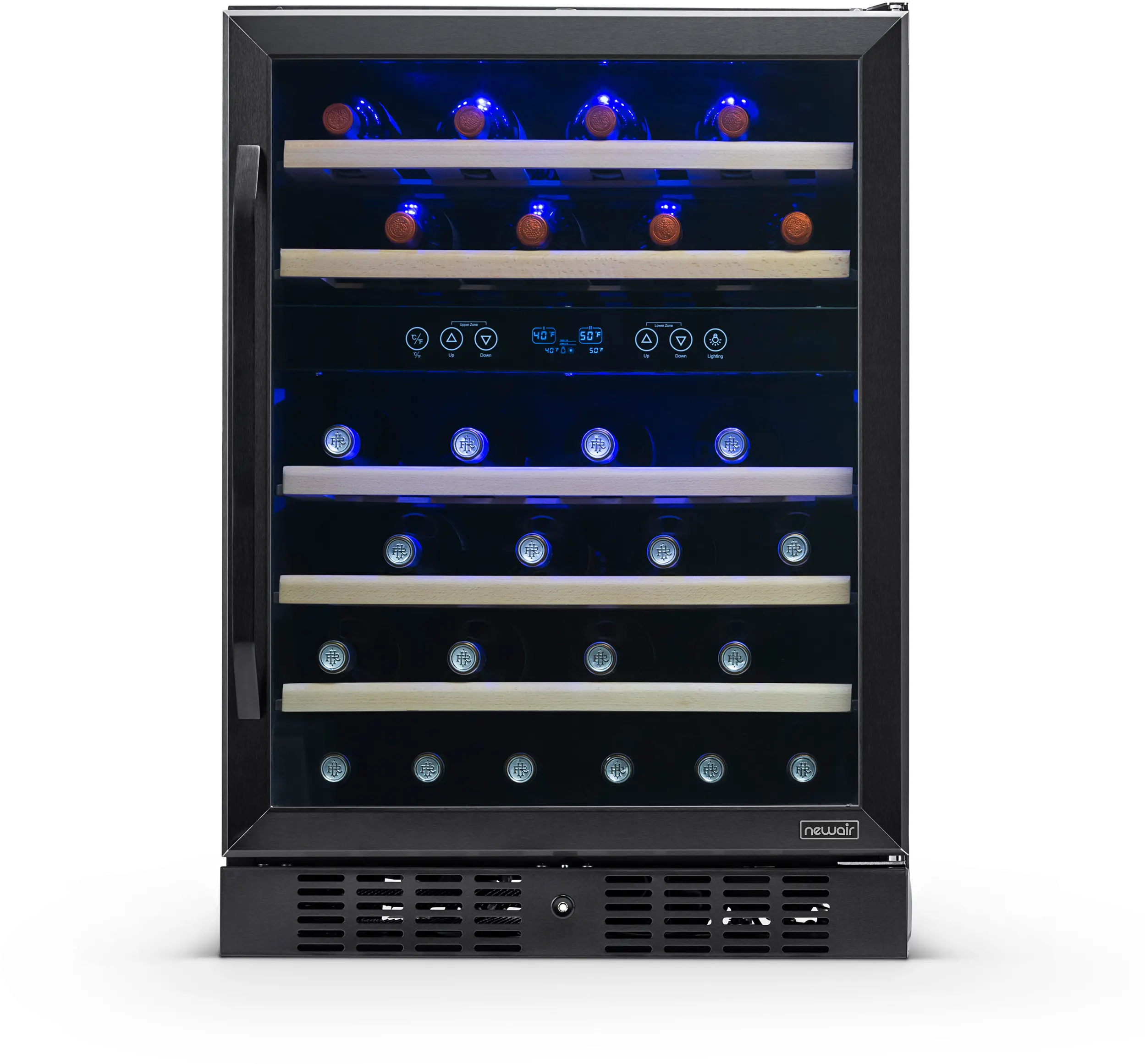 NWC046BS00 NewAir 24 Inch Dual Zone 46 Bottle Wine Fridge - Stainless Steel-3