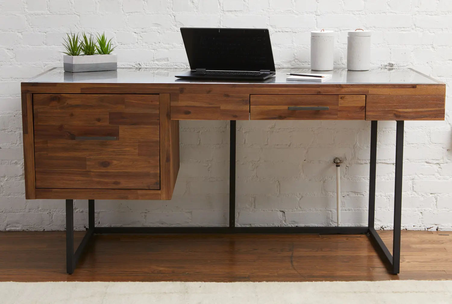 Elbert Brown Desk with Glass Top-10