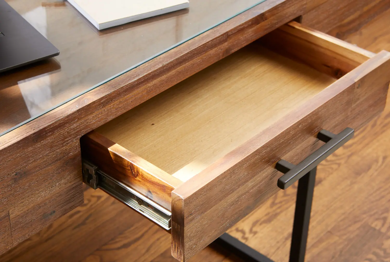 Elbert Brown Desk with Glass Top-11