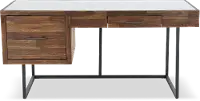 Elbert Brown Desk with Glass Top