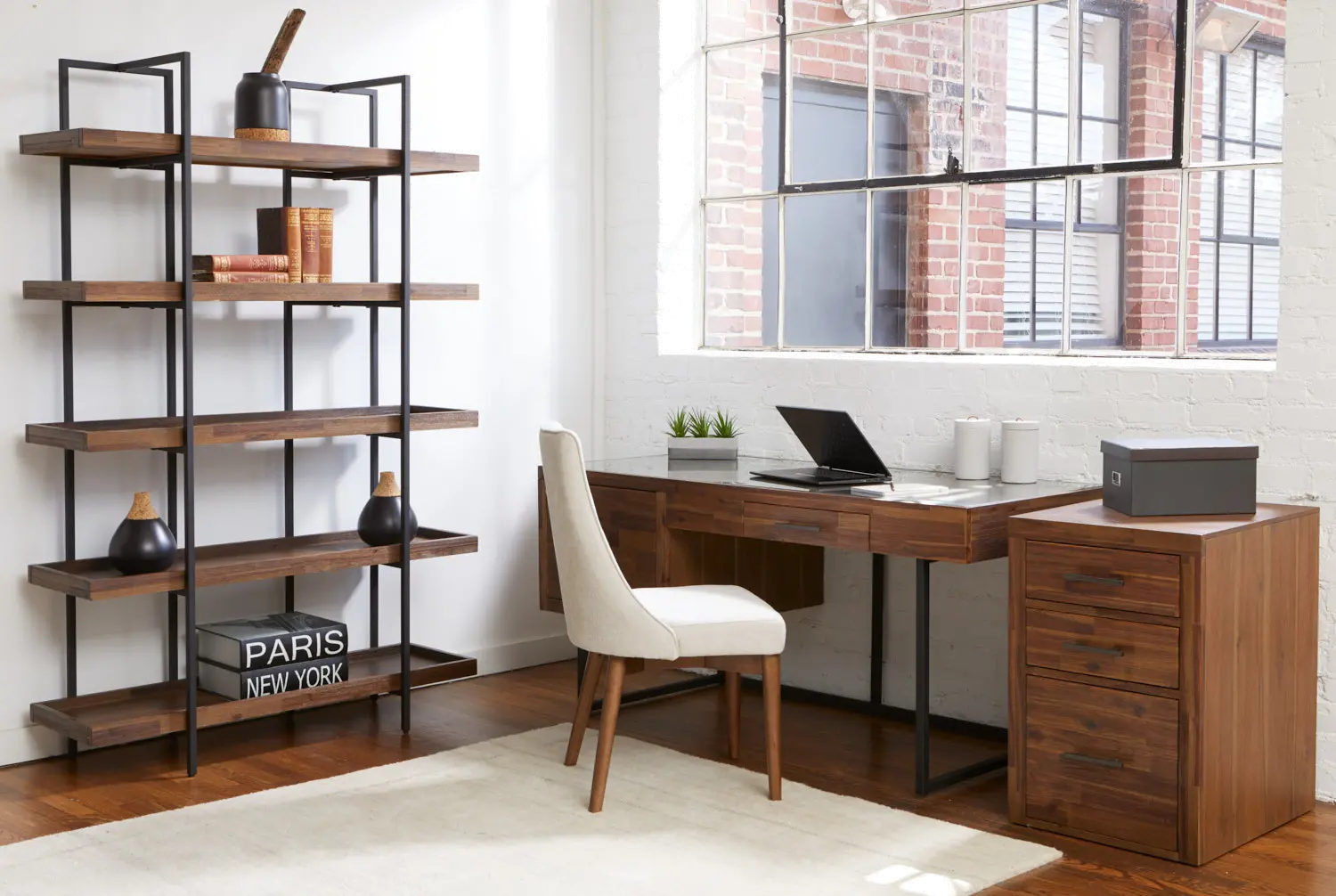 Elbert Brown Desk with Glass Top-2