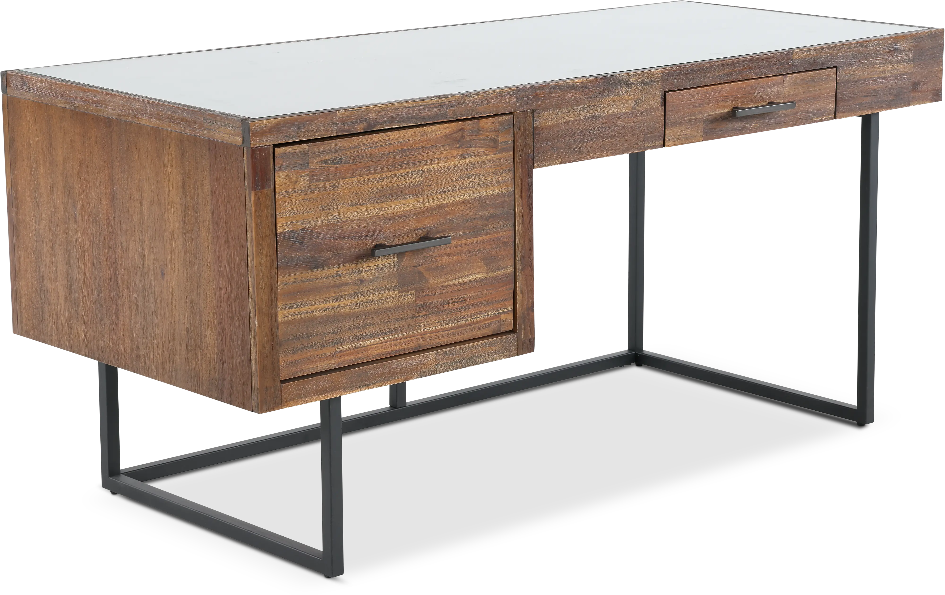 Elbert Brown Desk with Glass Top-4