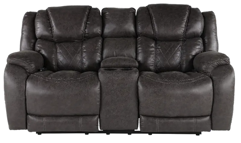 Daytona Steel Gray Power Reclining Loveseat with Console